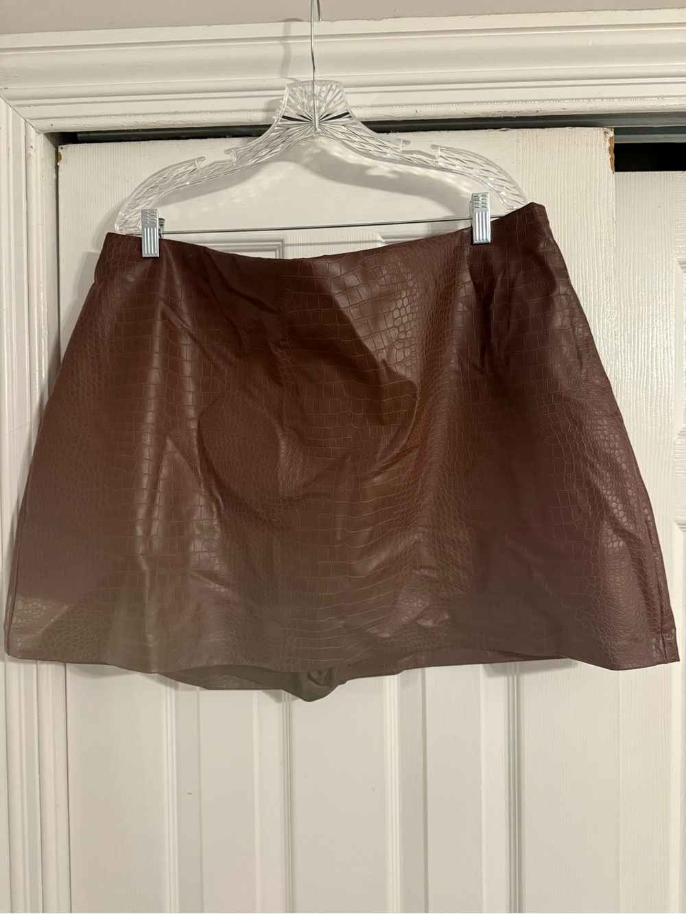 Abercrombie & Fitch Chocolate Brown Faux Croc Mini Skirt